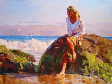 Women Painting - Pretty Girl seagull MIG 45 Impressionist